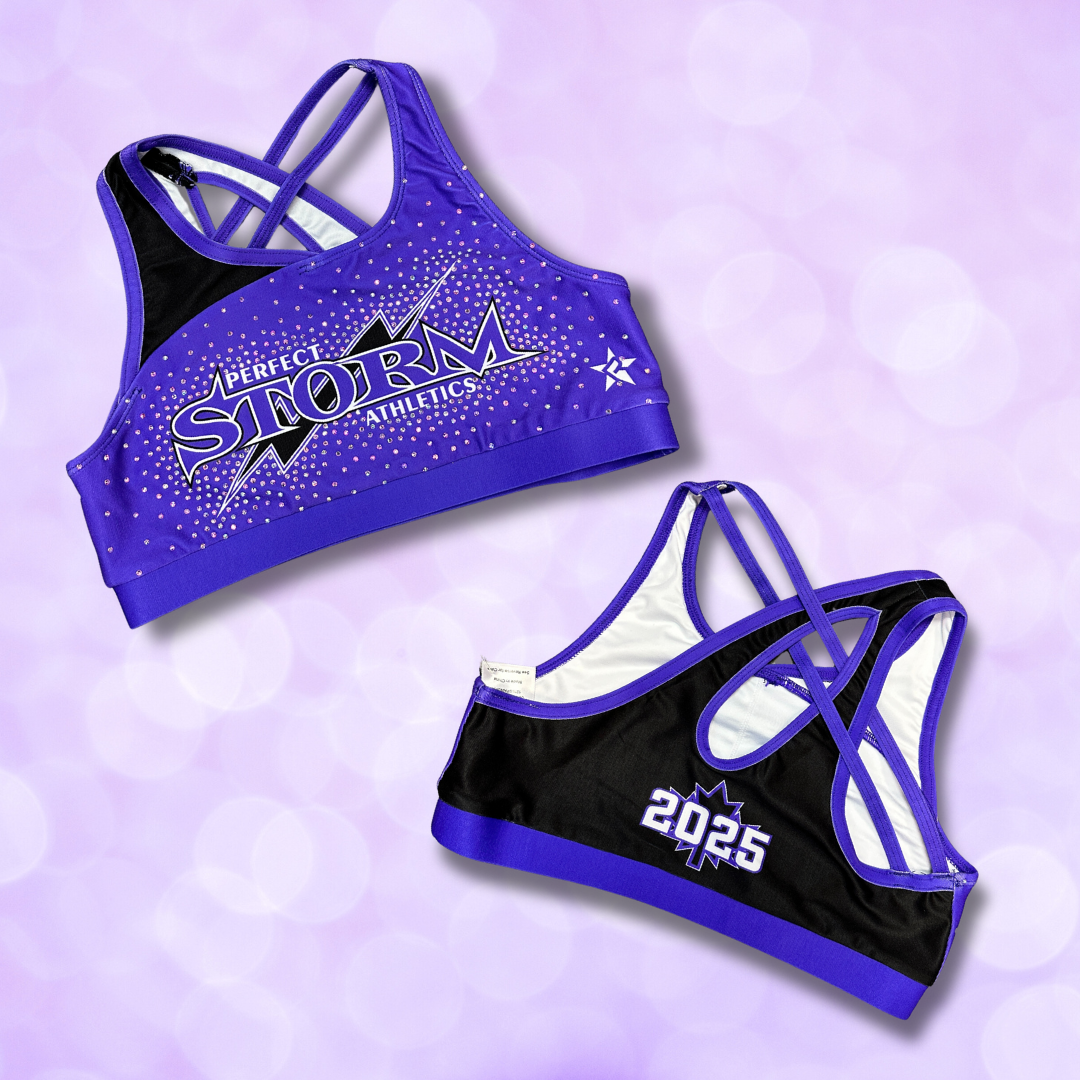 Sports Bra - Purple Rebel with Rhinestones & 2025 Maple Leaf on Back LAST CHANCE