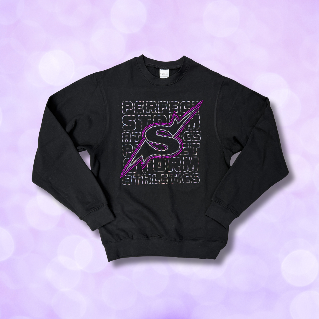 Crewneck Sweatshirt - 'Perfect Storm Athletics/S Logo' Rhinestones
