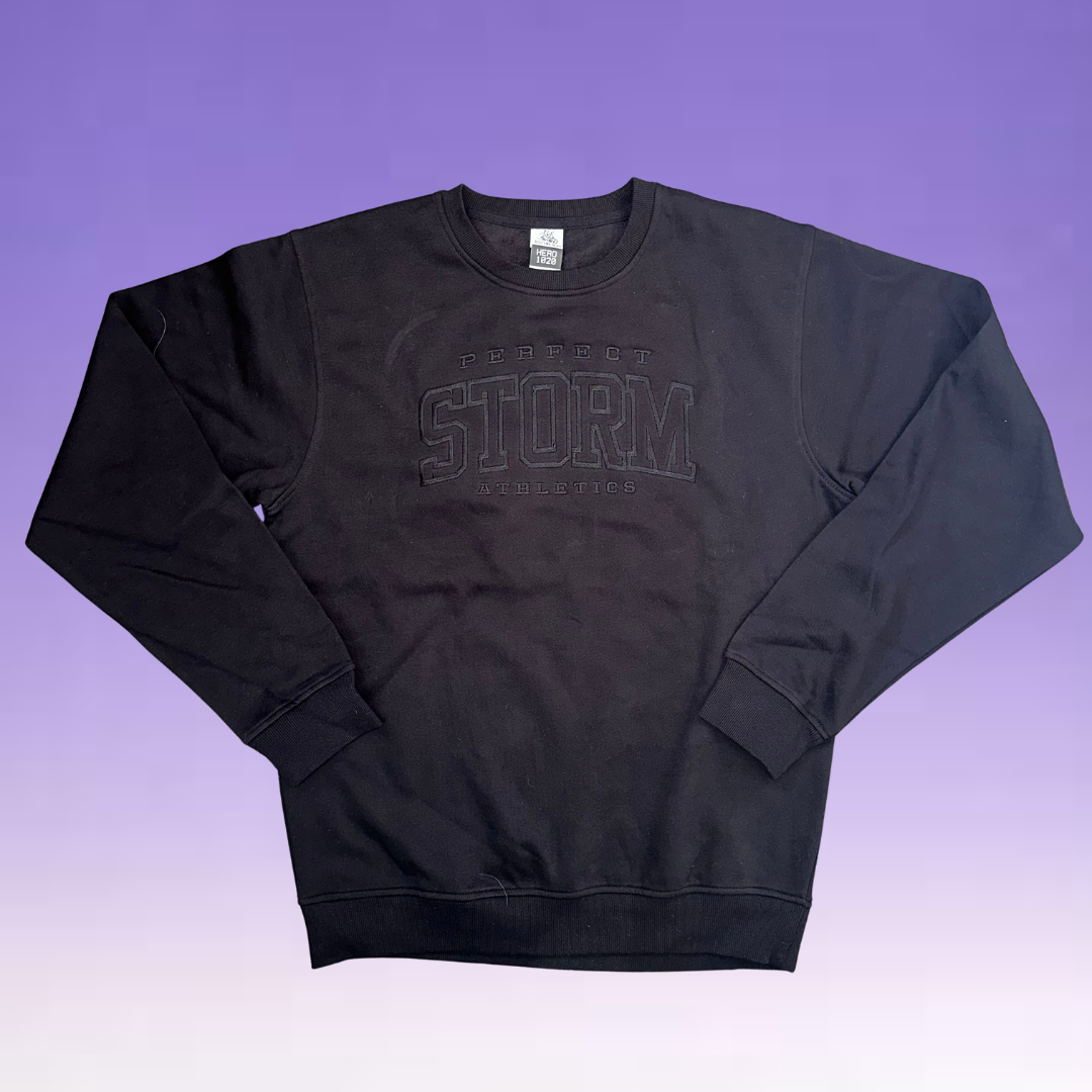 Black Embroidered Black Logo Crewneck