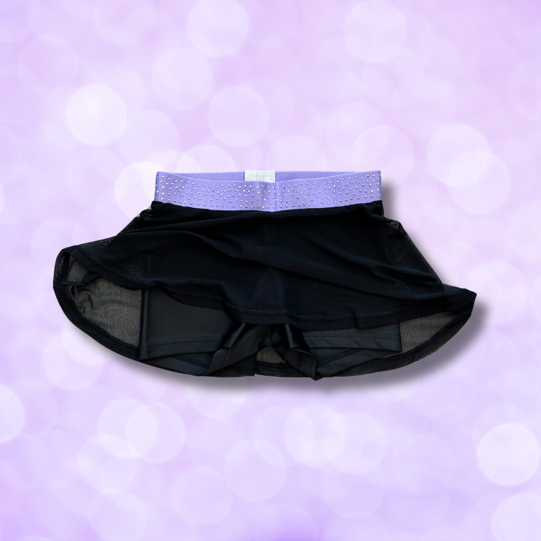 Shorts - Skort with Mesh Overlay with Lavender/Rhinestone Band NEW