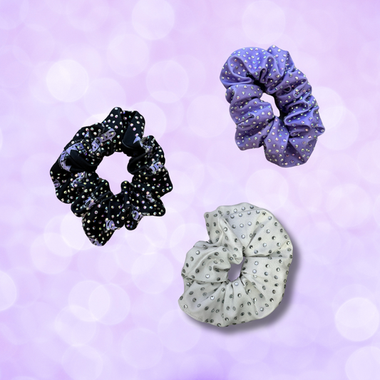 Scrunchies - Rhinestones (Purple, Black, White)
