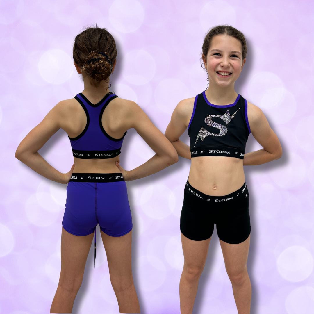 Shorts - Pro Cheer Storm Band - Black or Purple NEW